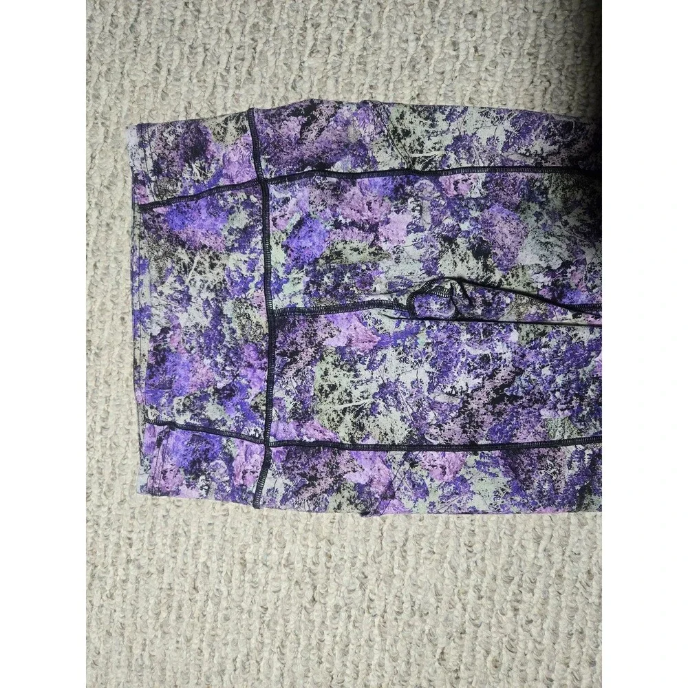 Lululemon Fast Free Crop II Nulux 19 Vivid Vision Purple Black Leggings size 4